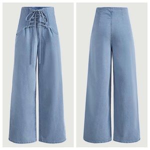 NWT SHEIN MOD Lace Up Front Wide Leg Jeans